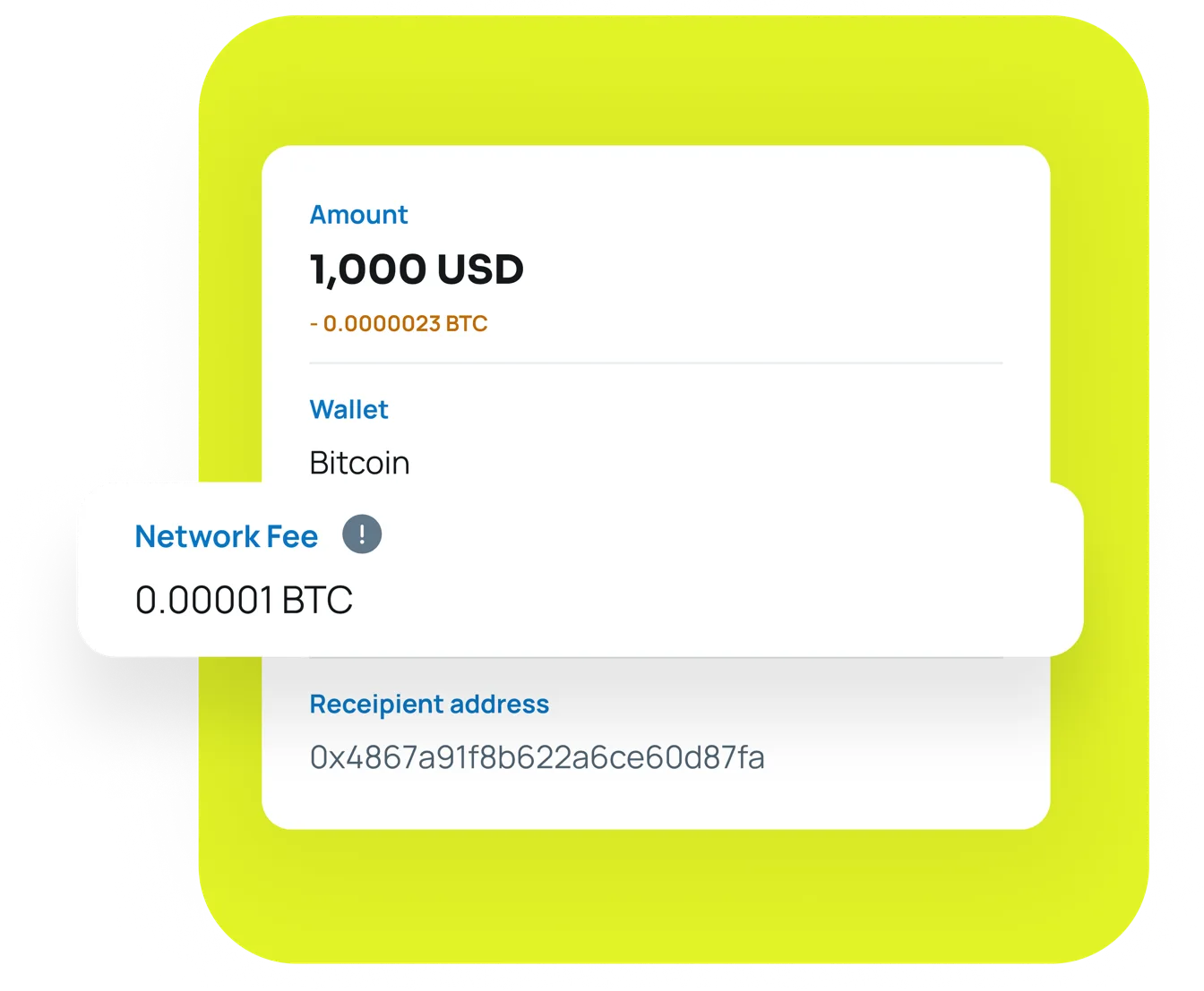 Sending 1,000 USD in Bitcoin on Deex